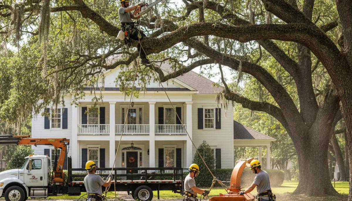 Baton Rouge, LA tree service crew providing professional tree removal for residential properties