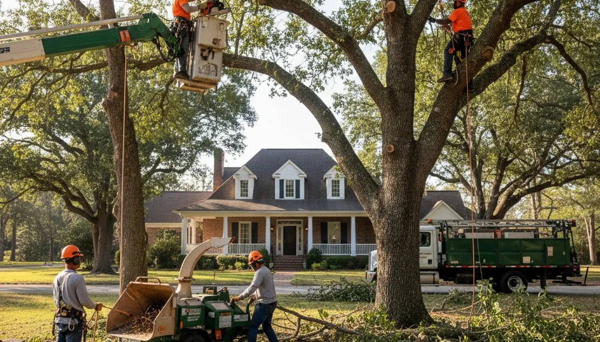 Professional tree service crew in Baton Rouge, LA providing tree removal and trimming services
