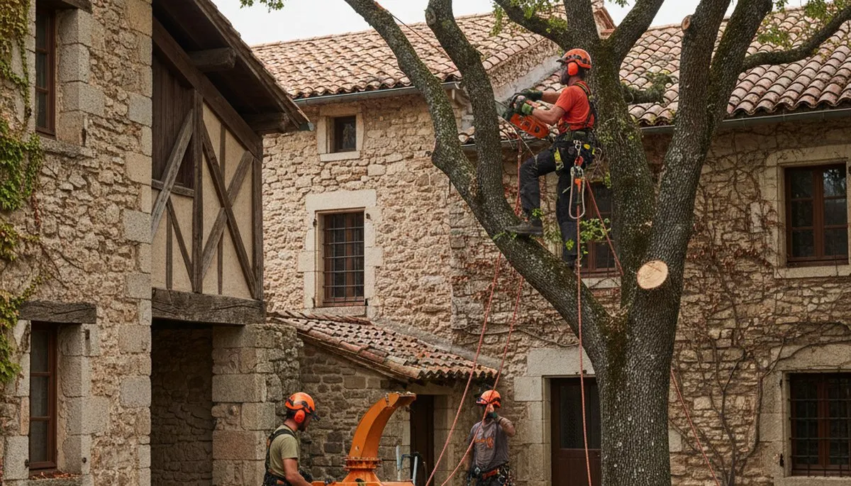 Baton Rouge, LA tree service crew removing a tree for safe residential property clearing