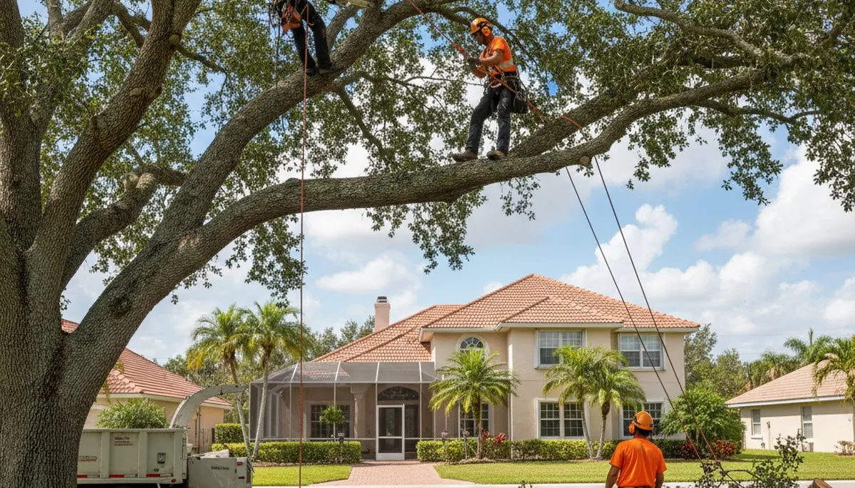 Baton Rouge, LA tree service crew providing professional tree removal and trimming for local properties
